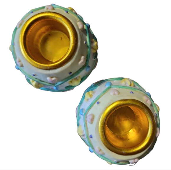 🔥(5/$20) 2 Vtg Easter Egg Heart Tulip Candlestick Holders - Picture 6 of 7